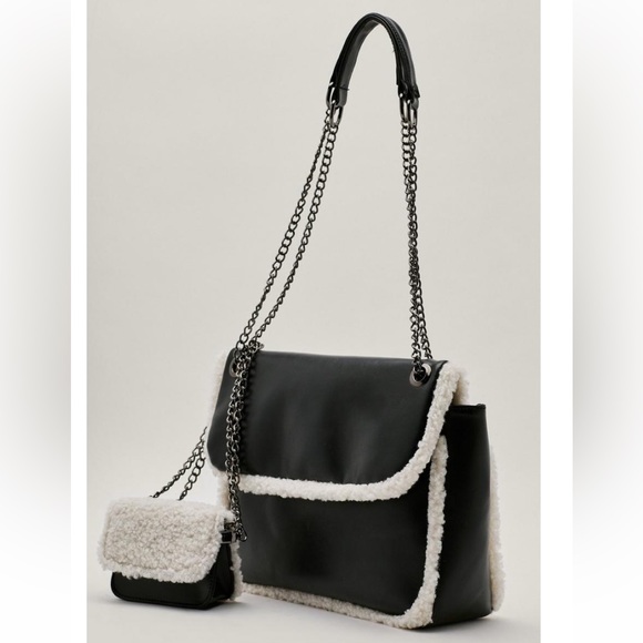 Faux Shearling Trim Two in One Crossbody Bag - Picture 2 of 2